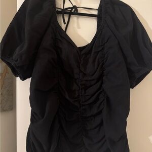 Ava & Viv Black Ruched Blouse